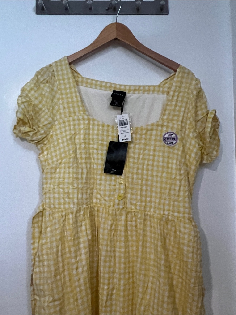 Disney Pixar Up Yellow Gingham Balloon Print Women’s Dress - Picture 4 of 6